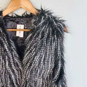 Lane Bryant Charcoal and Ebony Faux Fur Vest